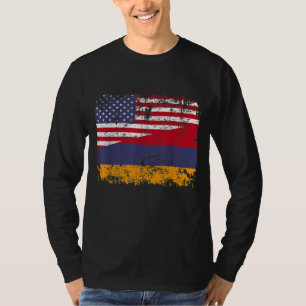ARMENIAN ROOTS Half American Flag USA ARMENIA FLAG T-Shirt