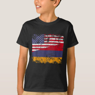 ARMENIAN ROOTS Half American Flag USA ARMENIA FLAG T-Shirt