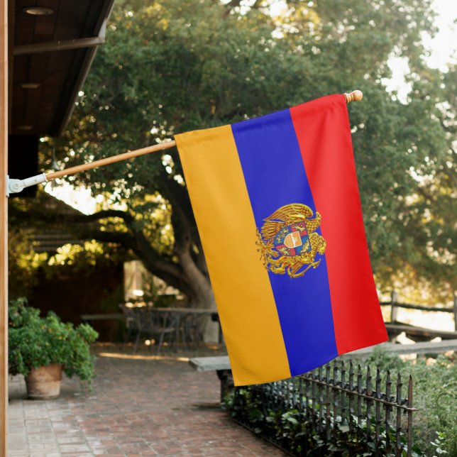Armenian Weatherproof Personalized House Flag (In SItu)