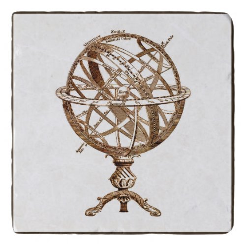 Armillary Celestial Sphere Vintage Sepia Trivet