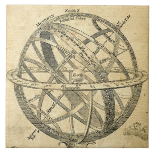 armillary sphere vintage steampunk illustration ceramic tile