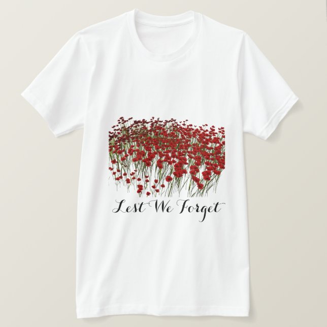 Armistice Day Lest We Forget Remembrance Poppy T-Shirt (Design Front)