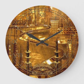 Armistice Futuristic City Large Clock by LiquidEyes at Zazzle
