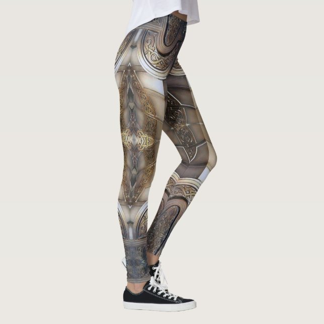 armor abstract  metallic design leggings (Right)