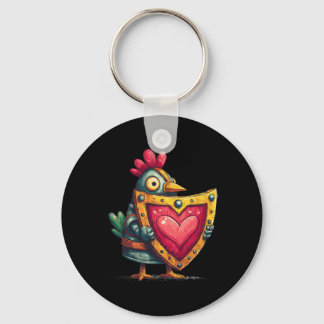 Armor Bird Paladin With Heart Shield Love Protecto Keychain