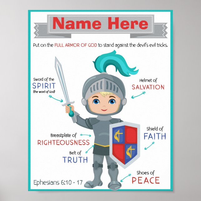 Armor of God Children's Poster – Ephesians 6:10-17 (Front)