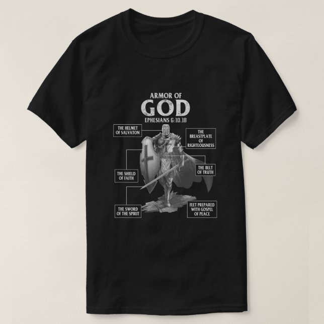 Armor of God Ephesians 6 10 18 Bible Verse on back T-Shirt (Design Front)