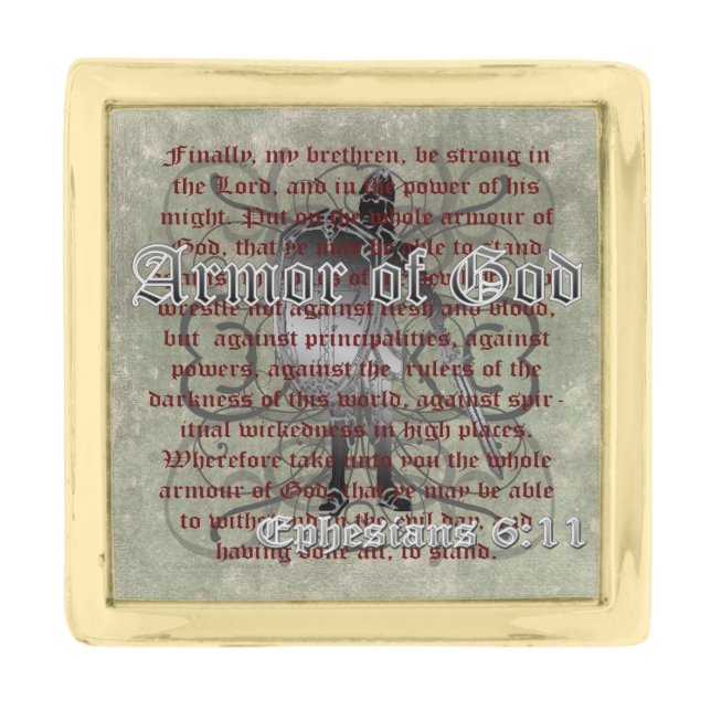 Armor of God, Ephesians 6:10-18, Christian Soldier Gold Finish Lapel Pin (Front)