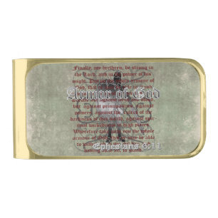 Armor of God, Ephesians 6:10-18, Christian Soldier Gold Finish Money Clip