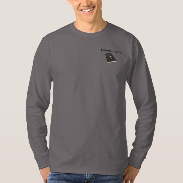 Armor of God Henley Long Sleeve Shirt w/Bible (Front)