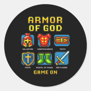 Armor Of God Pixel Faith Christian Video Game Game Classic Round Sticker