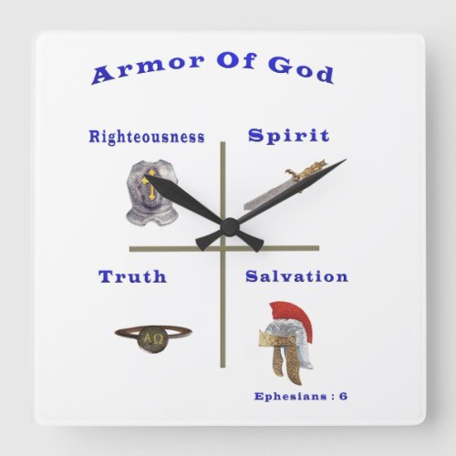 Armor of God products Square Wall Clock