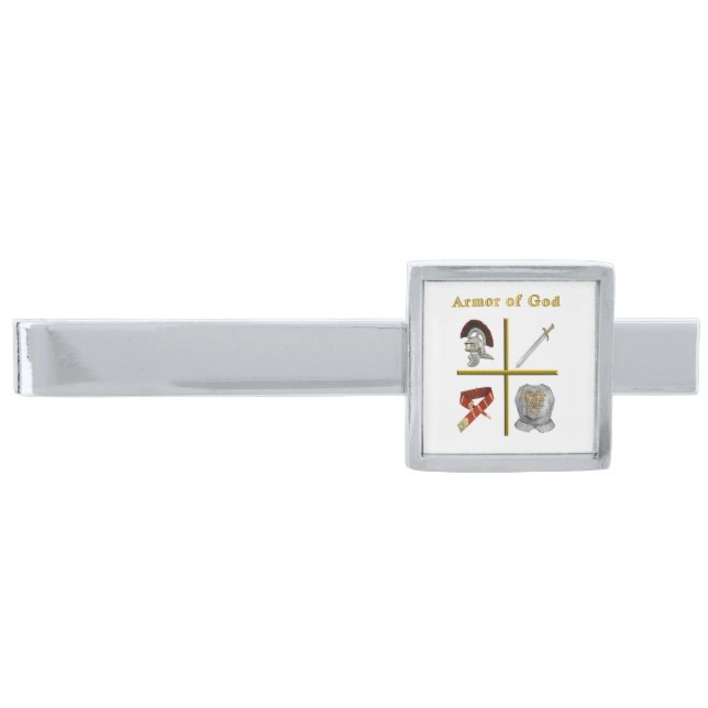 Armor of God Silver Finish Tie Bar (Front)