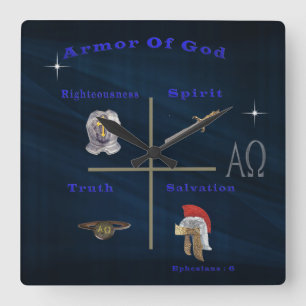 Armor of God Square Wall Clock