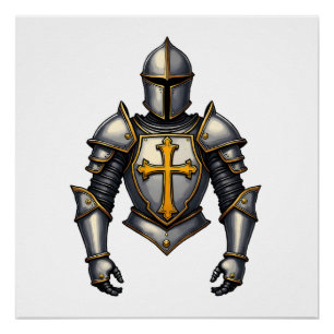Armor of God Vintage Engraving Christian Shirt (1) Poster