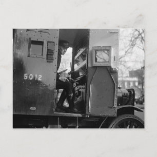 Armored Car Driver With Pistol, 1925 Postcard