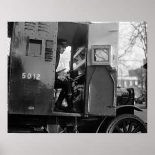 Armored Car Driver With Pistol, 1925. Vintage Poster