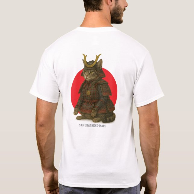 Armored Cat Warrior Illustration T-Shirt (Back)