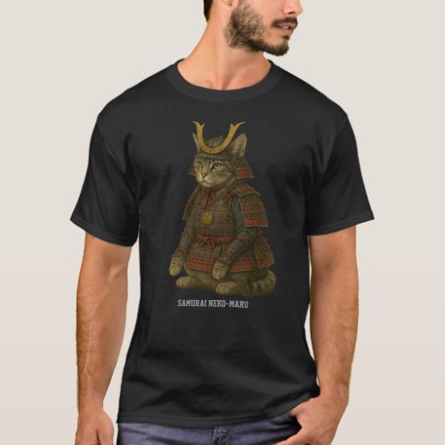 Armored Cat Warrior Illustration T-Shirt