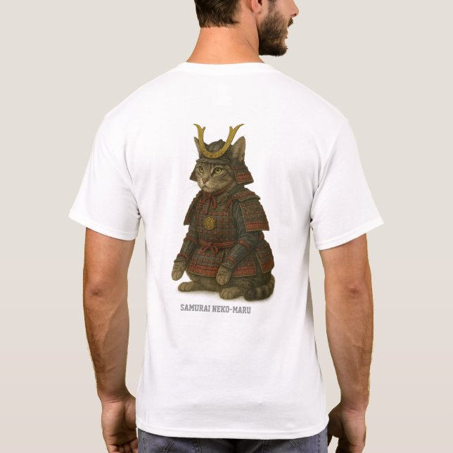 Armored Cat Warrior Illustration T-Shirt (Back)