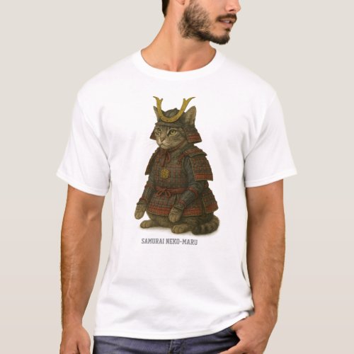 Armored Cat Warrior Illustration T-Shirt