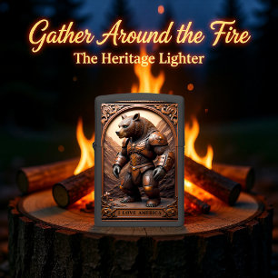 Armored Grizzly Bear Warrior Zippo Lighter
