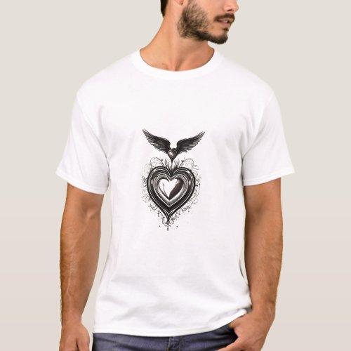 Armored Heart Distressed Tattoo Tee T_Shirt