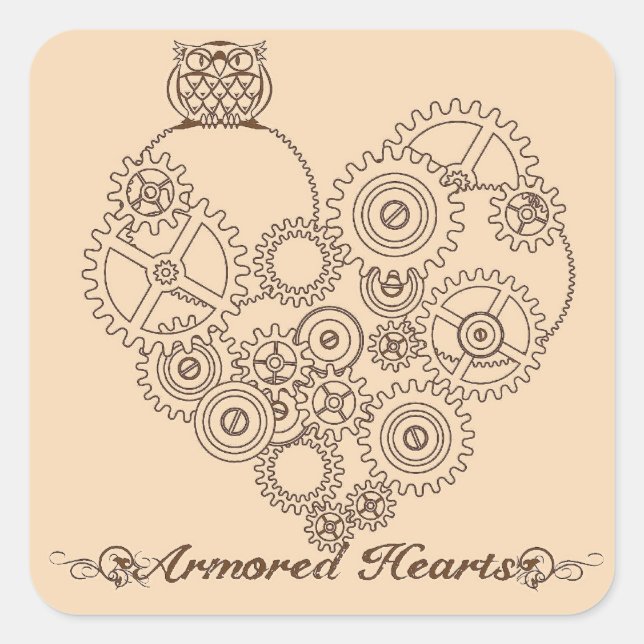 Armored Hearts Steampunk Stickers (Front)