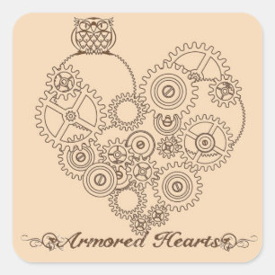 Armored Hearts Steampunk Stickers