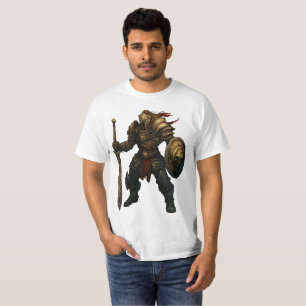 Armored Knight with Sword and Skull Shield T-Shirt