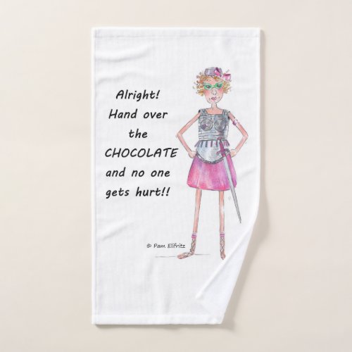 Armored Red Watercolor Figure Demands Chocolate Hand Towel