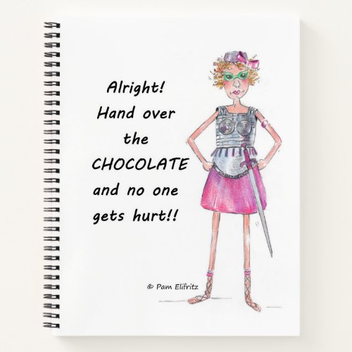 Armored Red Watercolor Figure Demands Chocolate Notebook