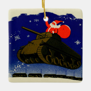 Armored Santa Ceramic Ornament
