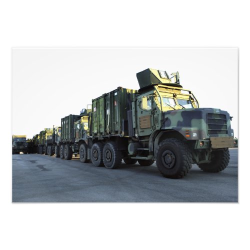 Armored trucks sit on the pier at Morehead City Photo Print