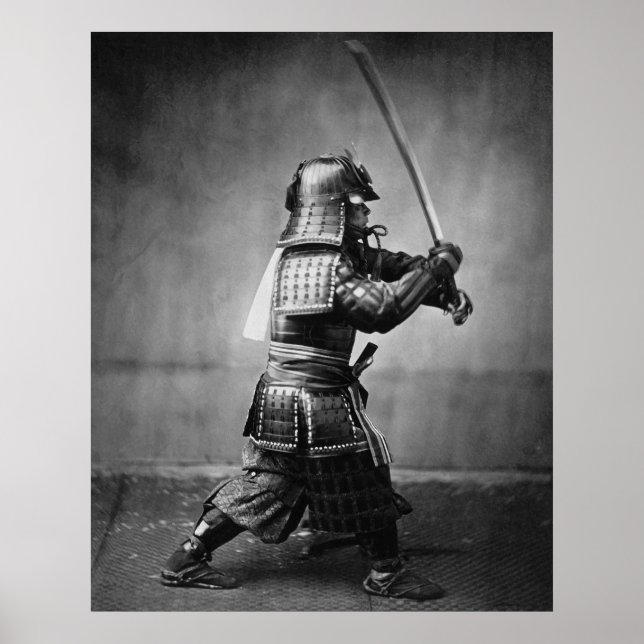 Armoured Samurai with Sword and Dagger in 1860 Poster (Front)