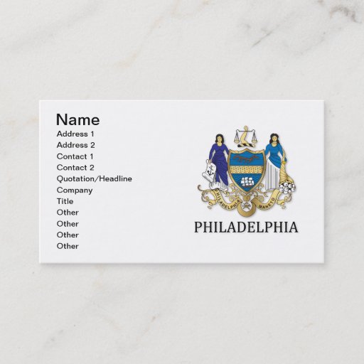 Customizable Arms of the city of Philadelphia Business Card