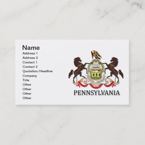 Arms of the state of Pennsylvania Business Card Templates