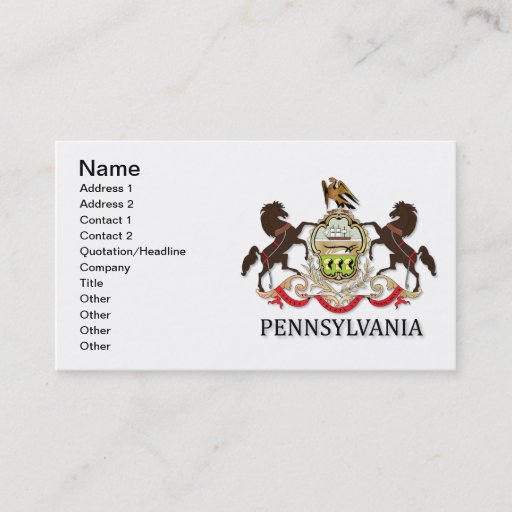 Customizable Arms of the state of Pennsylvania Business Card Templates