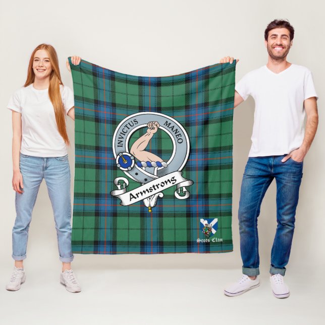 Armstrong Ancient Clan Badge Scot Tartan Plaid Fleece Blanket (In Situ)