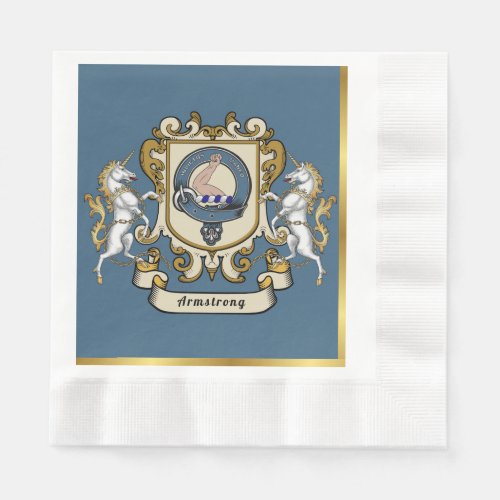 Armstrong Clan Badge Blue Personalized Napkins