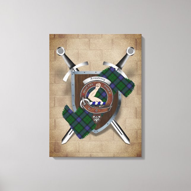 Armstrong Clan Badge Crossed Swords Canvas Print (Front)