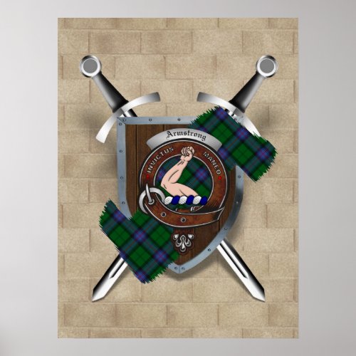 Armstrong Clan Badge Crossed Swords Poster 18x24