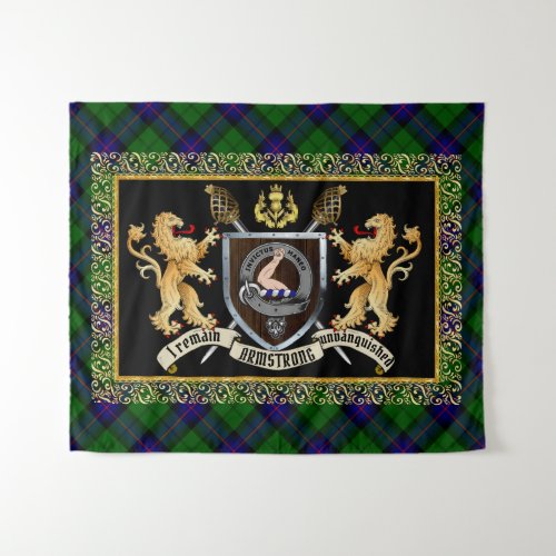 Armstrong Clan Badge  Motto wLions  Tapestry