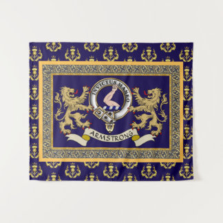 Armstrong Clan Badge Personalized Blue Tapestry