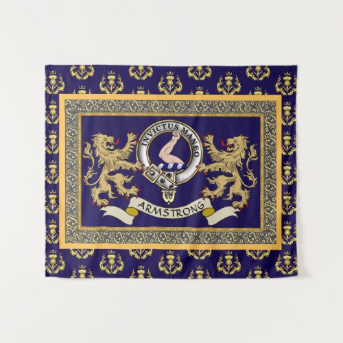 Armstrong Clan Badge Personalized Blue Tapestry