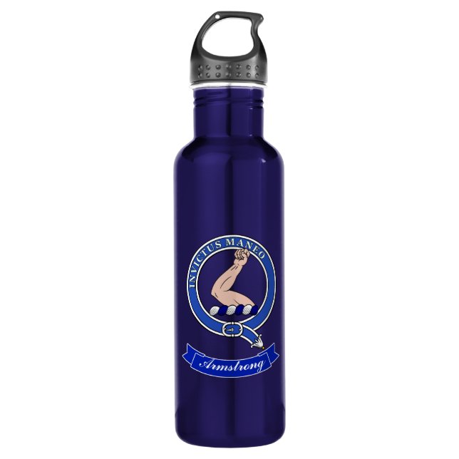 Armstrong Clan Badge Personalized Stainless Steel Water Bottle (Front)