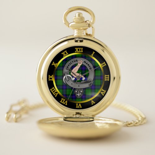 Armstrong Clan Badge  Tartan Gold Pocket Watch