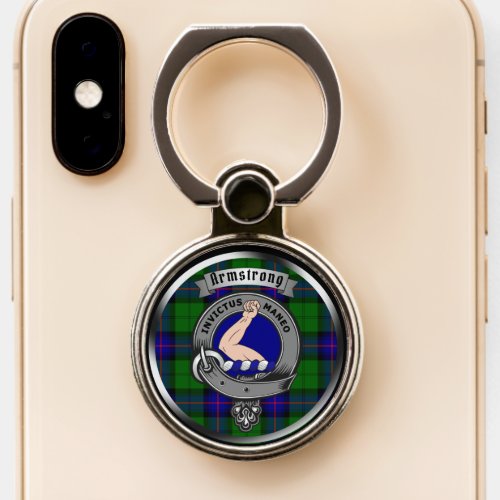 Armstrong Clan BadgeTartan Personalized  Phone Ring Stand