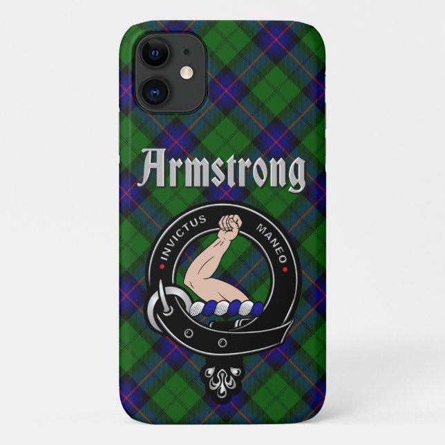 Armstrong Clan Badge & Tartan Phone Case (Back)