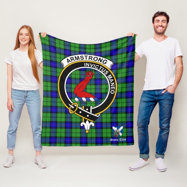 Armstrong Clan Badge Tartan Plaid Fleece Blanket (In Situ)
